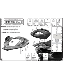 Rear rack GIVI for Monolock® top-case Honda Forza 250 X/ EX [08-12][Monolock® plate included]