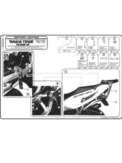 Rear rack for MONOKEY® or MONOLOCK® top case yamaha YZF 600 Thunder Cat (96-02) 