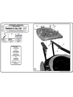 Specific rear rack for MONOLOCK® top-case Yamaha X-CITY 125-250 (07 -)
