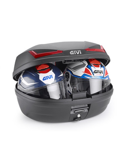 Kufer centralny GIVI E455 Simply IV Monolock czarny z czerwonymi odblaskami [płyta w zestawie; poj.: 45 litrów]