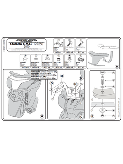 Stelaż Kappa z płytą montażową pod kufer centralny Monokey do Yamaha X-MAX 125-250 (10 > 13)