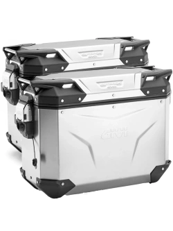 Zestaw kufrów bocznych aluminiowych GIVI Trekker Outback Evo Smart 44 srebrnych [z 2 wkładkami SLR; poj.: 2 x 44 litrów]