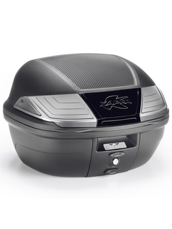 Kufer centralny Kappa K400NT Tech Monolock z płytą montażową, czarny z białymi odblaskami [poj.: 40 l]