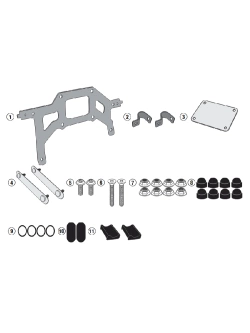 Specific Givi kit to install the S250 Tool Box on pannier holder for KTM 390 Adventure (20-) / Royal Enfield Himalayan (21-), Scram 411 (22-) 