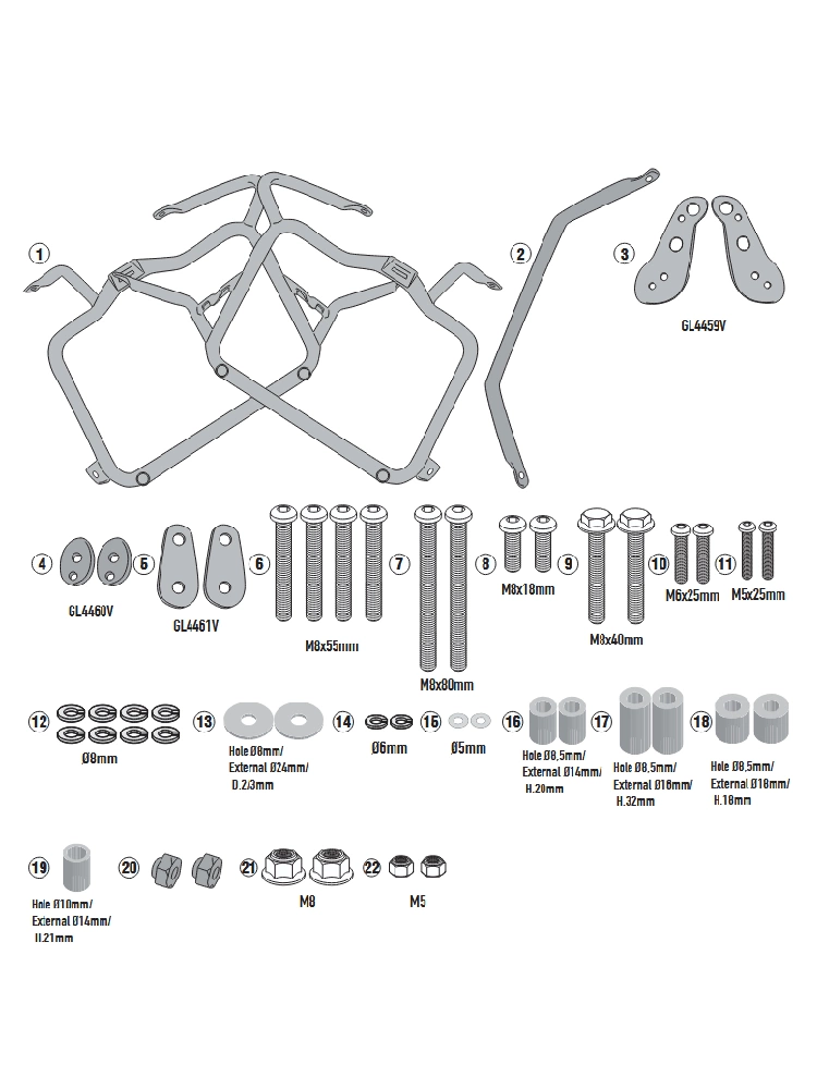 Stelaż kufrów bocznych Monokey, Retro Fit Kappa KTM 390 Adventure (20-24)