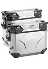 Zestaw kufrów bocznych GIVI Trekker Outback EVO Smart 33/37 aluminiowych, srebrnych [z 3 wkładkami SLR; poj.: prawy 33 l, lewy: 37 l]