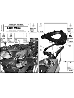 Mocowanie centralne z płytą montażową pod kufry MONOKEY do Suzuki GSR 600 (06 > 11)