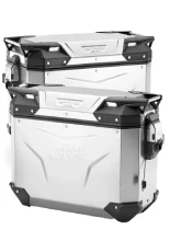 Zestaw kufrów bocznych GIVI Trekker Outback Evo Smart 44/37 aluminiowych, anodyzowanych [z 3 wkładkami SLR; poj.: prawy 44l, lewy: 37l]