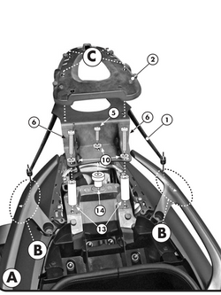 Specific rear rack for MONOLOCK® top case for Yamaha T-MAX 500 (08 > 11), T-MAX 530 (12 > 16)