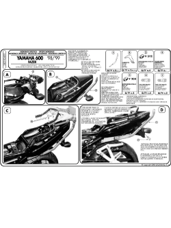 Stelaż pod kufer centralny Monokey, Monolock Kappa Yamaha FZS 600 Fazer (98-03)[bez płyty montażowej]