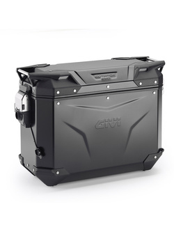 Zestaw: asymetryczne kufry boczne GIVI Trekker Outback EVO Smart 33/37 aluminiowe, czarne + stelaże Benelli TRK 702/ X (23-) [2 wkładki SLR; poj.: prawy 33 l, lewy: 37 l]