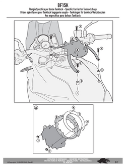 Specific flange for fitting the Tanklock tank bags BF15