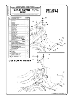 Rear rack GIVI for Monokey® or Monolock® top-case Suzuki GSF 600 Bandit/ S/ 1200 Bandit (96-99)