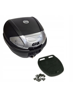 Kufer centralny GIVI E300NT2B Monolock czarny ze srebrną wstawką [płyta w zestawie; poj.: 30 litrów]